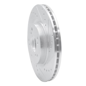 Honda CR-V Brake Rotor (1) - Front Right - R1 Concepts - Drilled & Slotted - Silver - `12-`16
